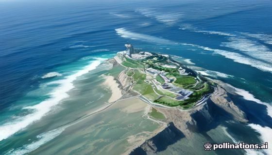 大连旅顺口海域鲍鱼养殖基地航拍图，碧蓝海水中排列整齐的养殖笼具，背景为绿色山丘，自然生态环境优越